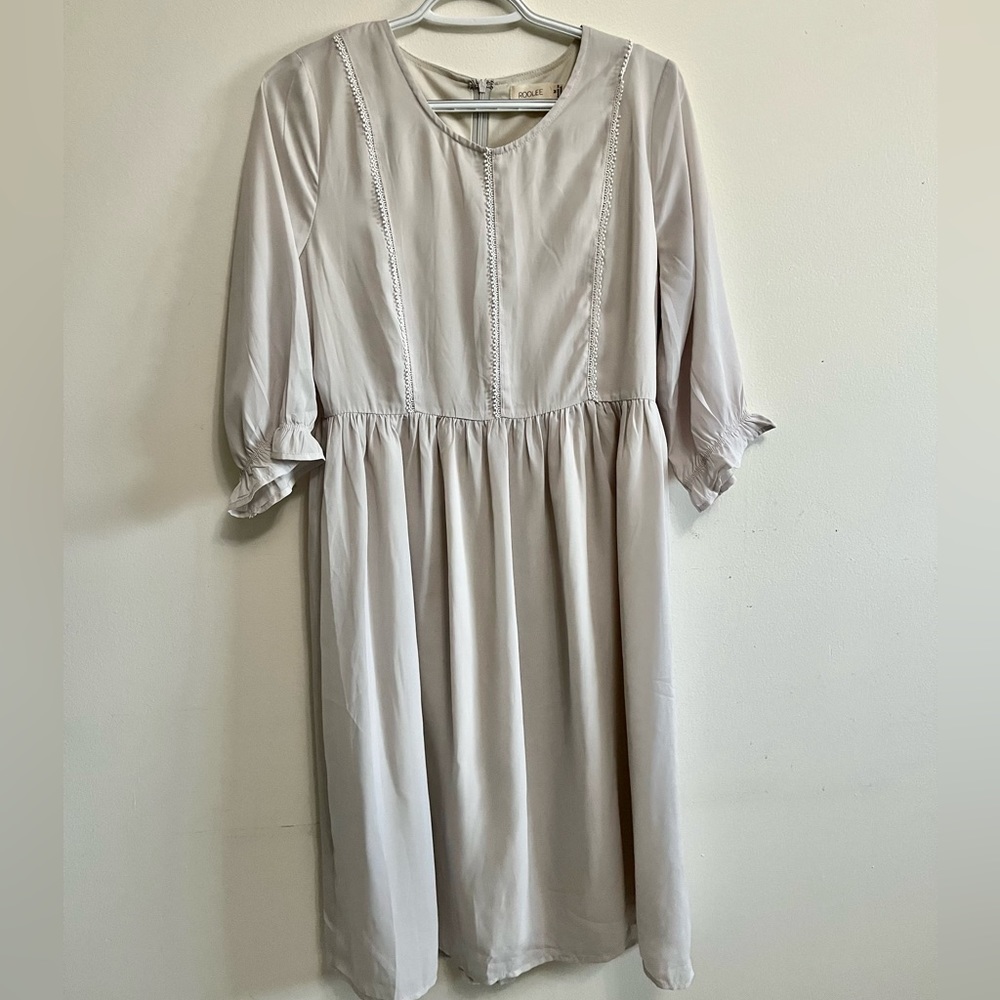 Roolee light grey midi dress medium modest like new Piper & scoot, orange creek